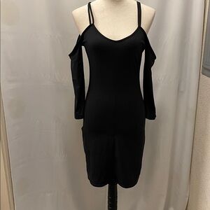Elegant Black Cold Shoulder Dress